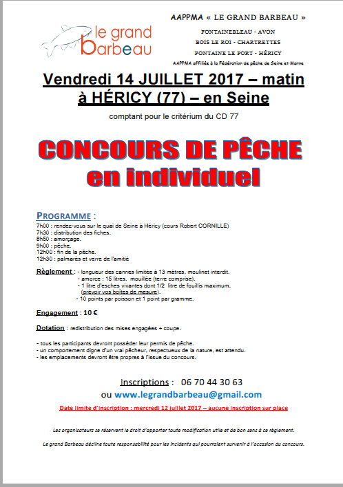 concours de pêche à Hericy en 2017