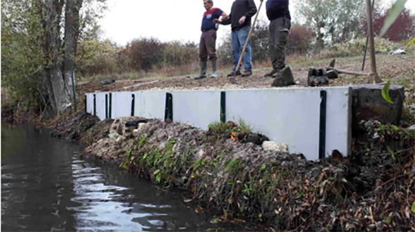 Renforcement des berges d'un étang