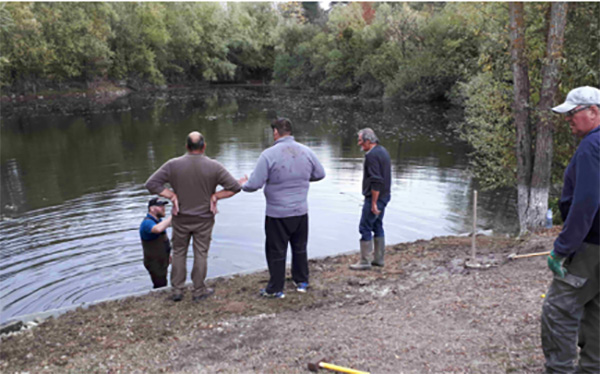 Renforcement des berges d'un étang