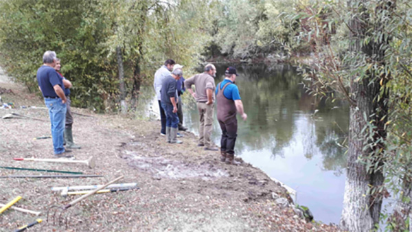 Renforcement des berges d'un étang