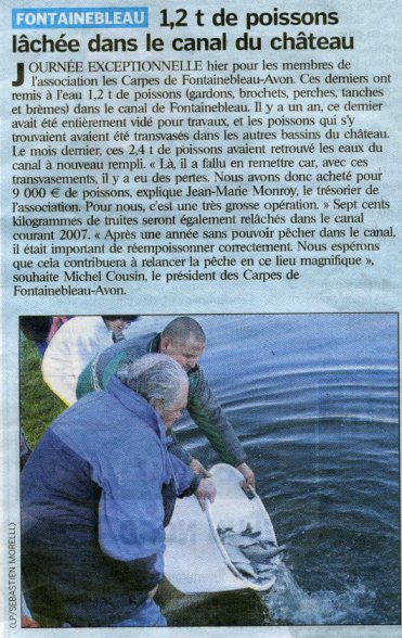 article sur un lacher de truite au grand canal